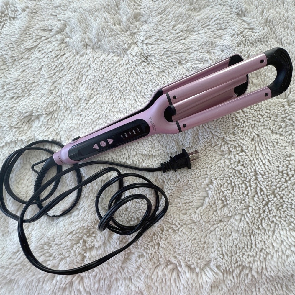 KIPOZI 3 Barrel Hair Waver Pink Ceramic Beach Waves Curler JDL-280US